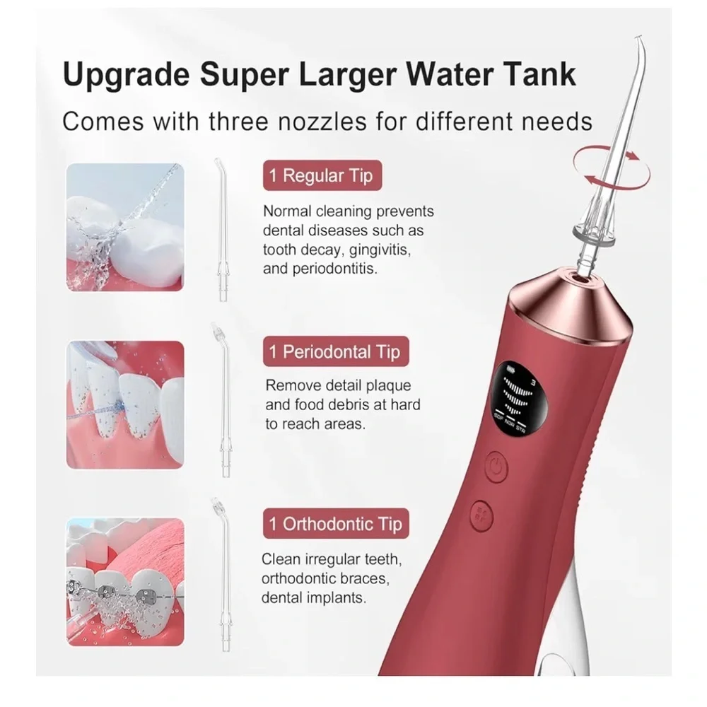 Water Dental Flosser for Teeth, Portable Cordless Water Flosser with 300ML